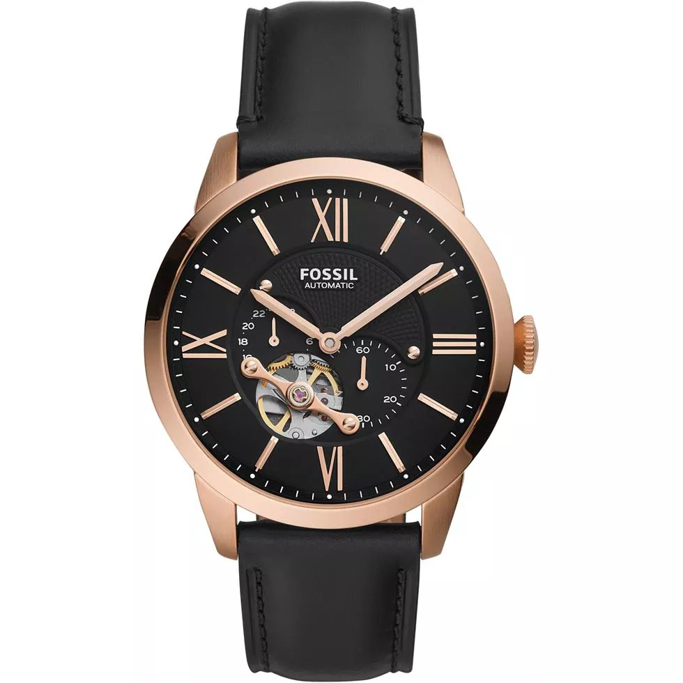 Fossil Townsman Automatic Black Leather Watch 44MM