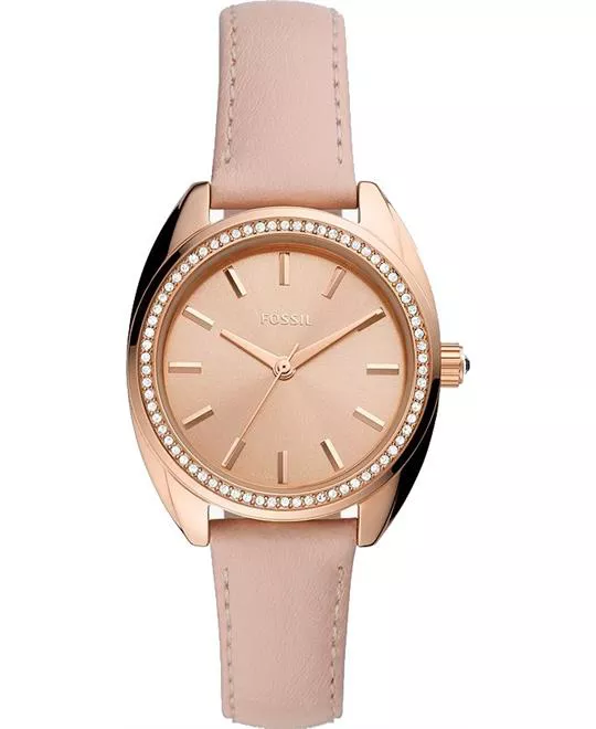 Vale Solar-Powered Pink Leather Watch 34MM