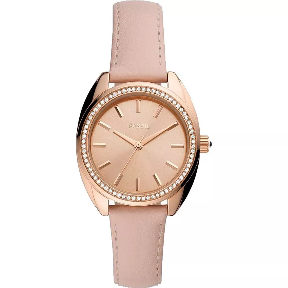 Vale Solar-Powered Pink Leather Watch 34MM