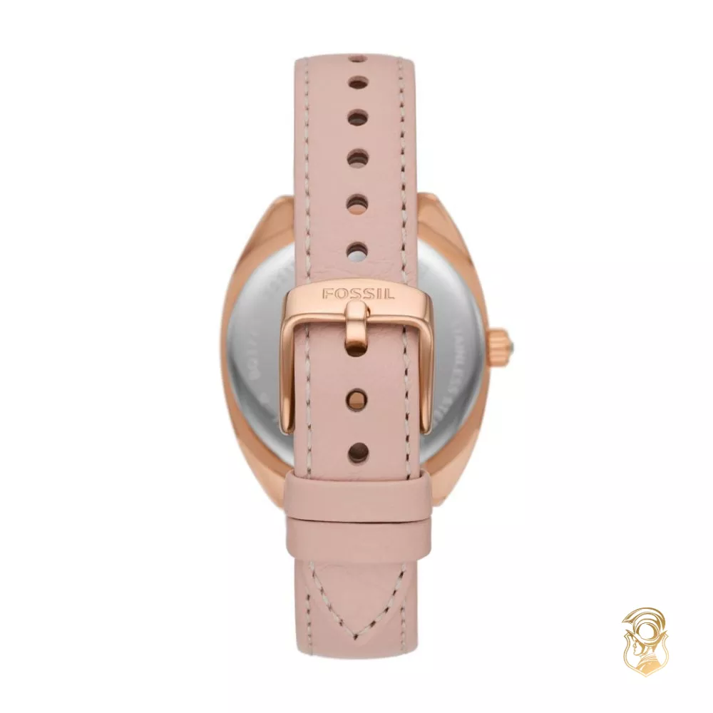 Vale Solar-Powered Pink Leather Watch 34MM