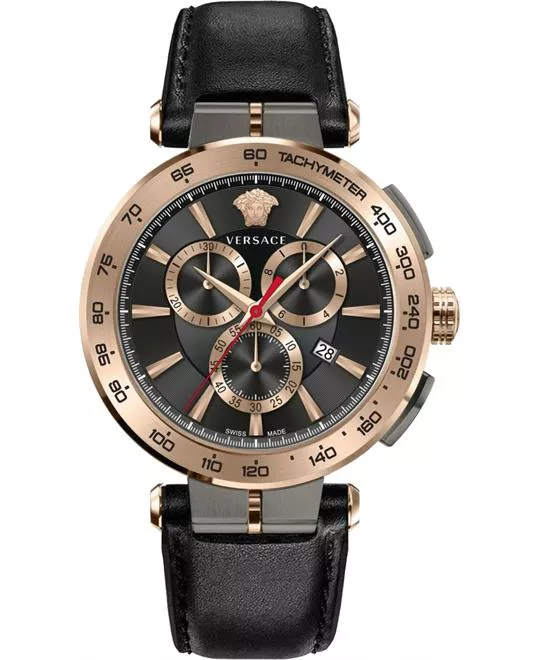 Versace Aion Chrono Leather Watch 45mm