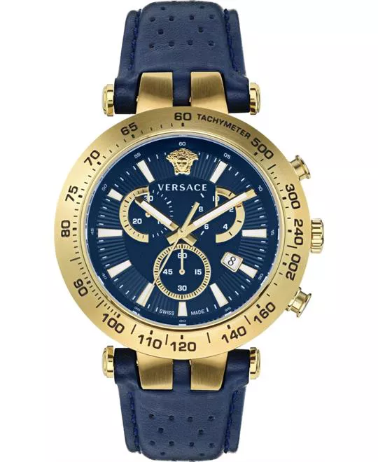 Versace Bold Chrono Leather Watch 46mm