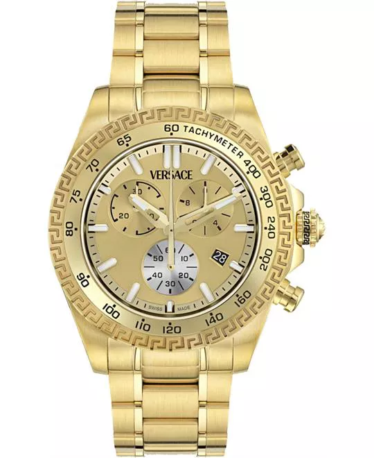 Versace Chrono Gold Tone Watch 44mm