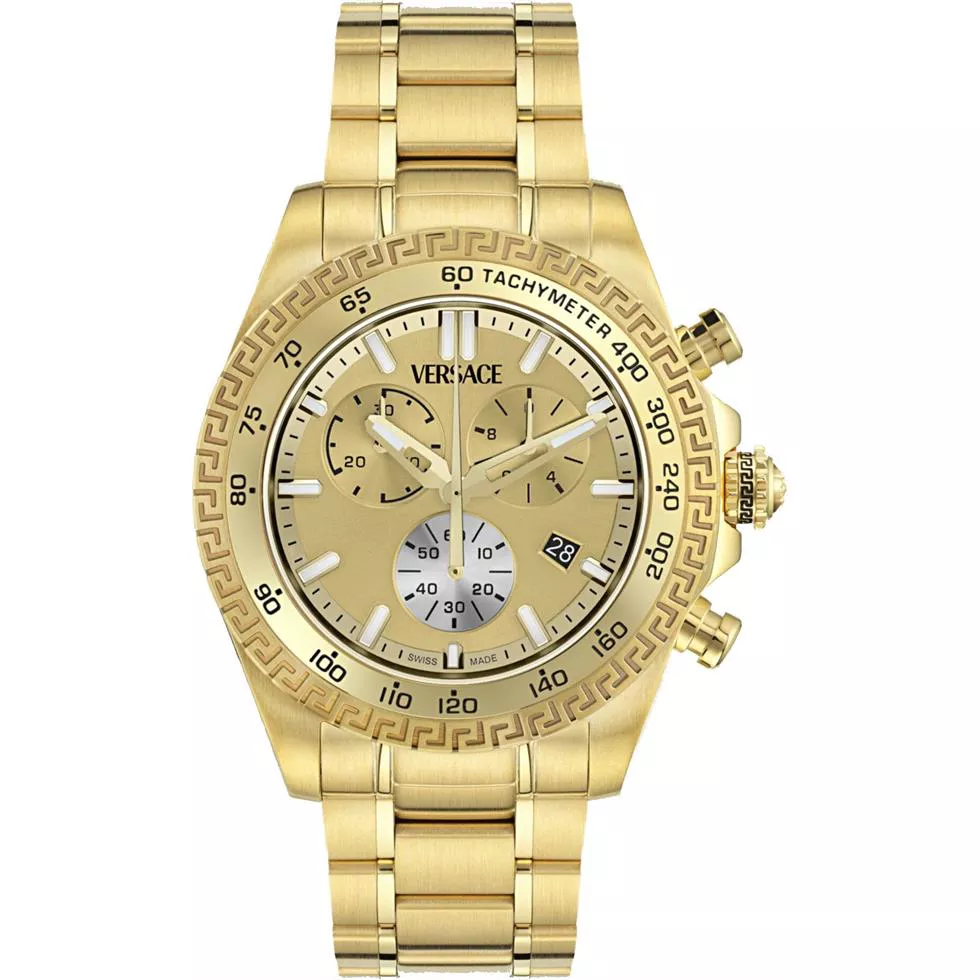 Versace Chrono Gold Tone Watch 44mm