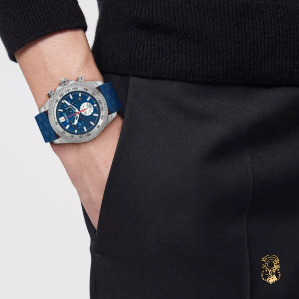 Versace Chronograph Blue-Tone Watch 44mm 