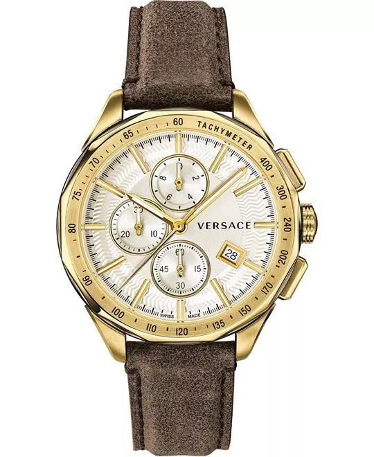 Versace Glaze Chronograph Brown Vintage Watch 44mm