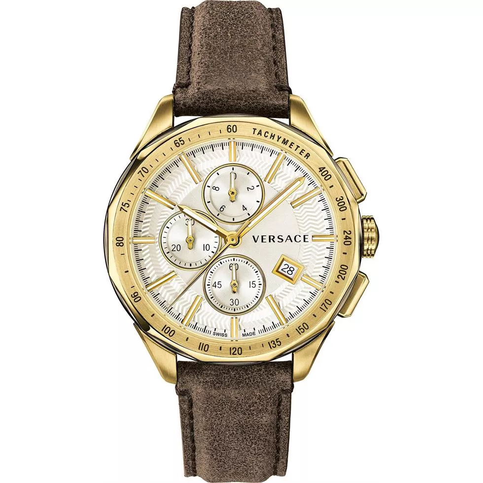 Versace Glaze Chronograph Brown Vintage Watch 44mm