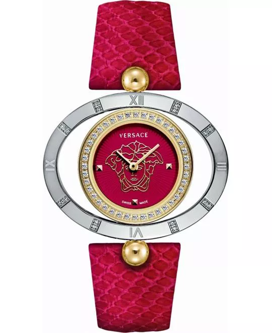 Versace Eon Ellipse Red Leather Watch 40mm