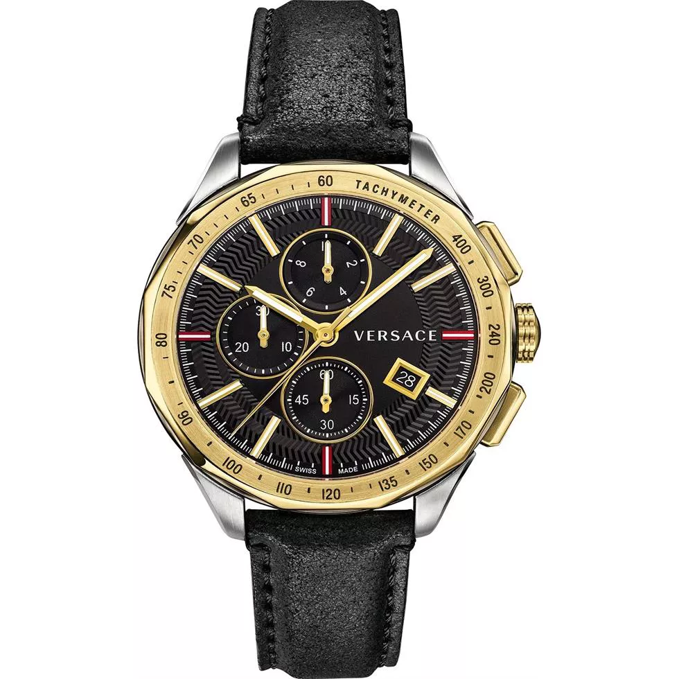 Versace Glaze Chronograph Black Watch 44mm