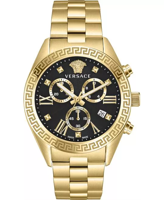 Versace Greca Chrono Gold Tone Watch 40mm