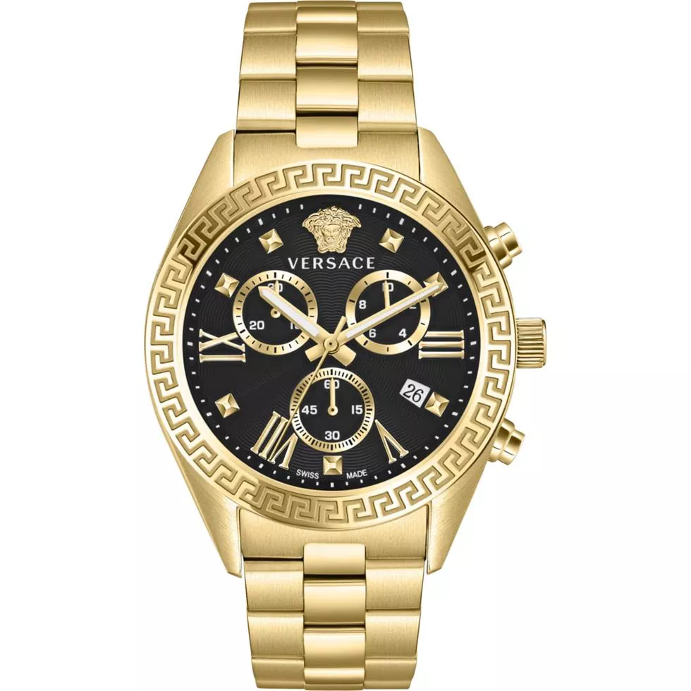 Versace Greca Chrono Gold Tone Watch 40mm