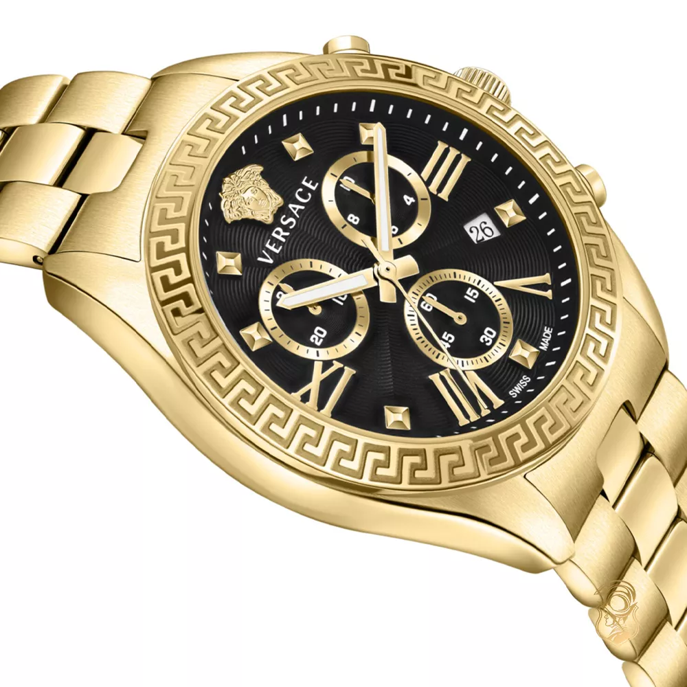 Versace Greca Chrono Gold Tone Watch 40mm