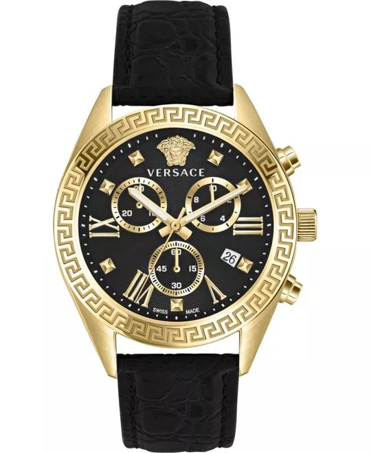 Versace Greca Chrono Leather Watch 40mm