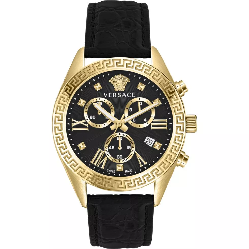 Versace Greca Chrono Leather Watch 40mm