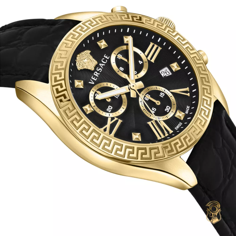 Versace Greca Chrono Leather Watch 40mm