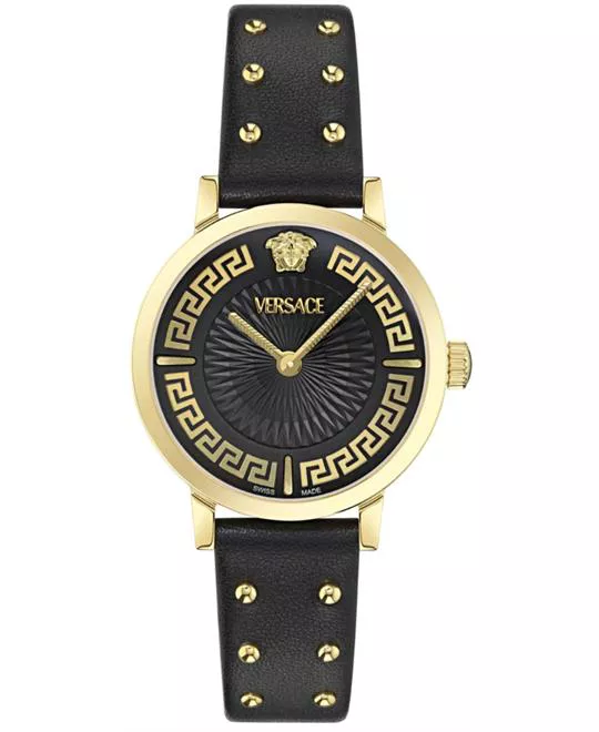 Versace Greca Fortuna Leather Black Watch 35mm