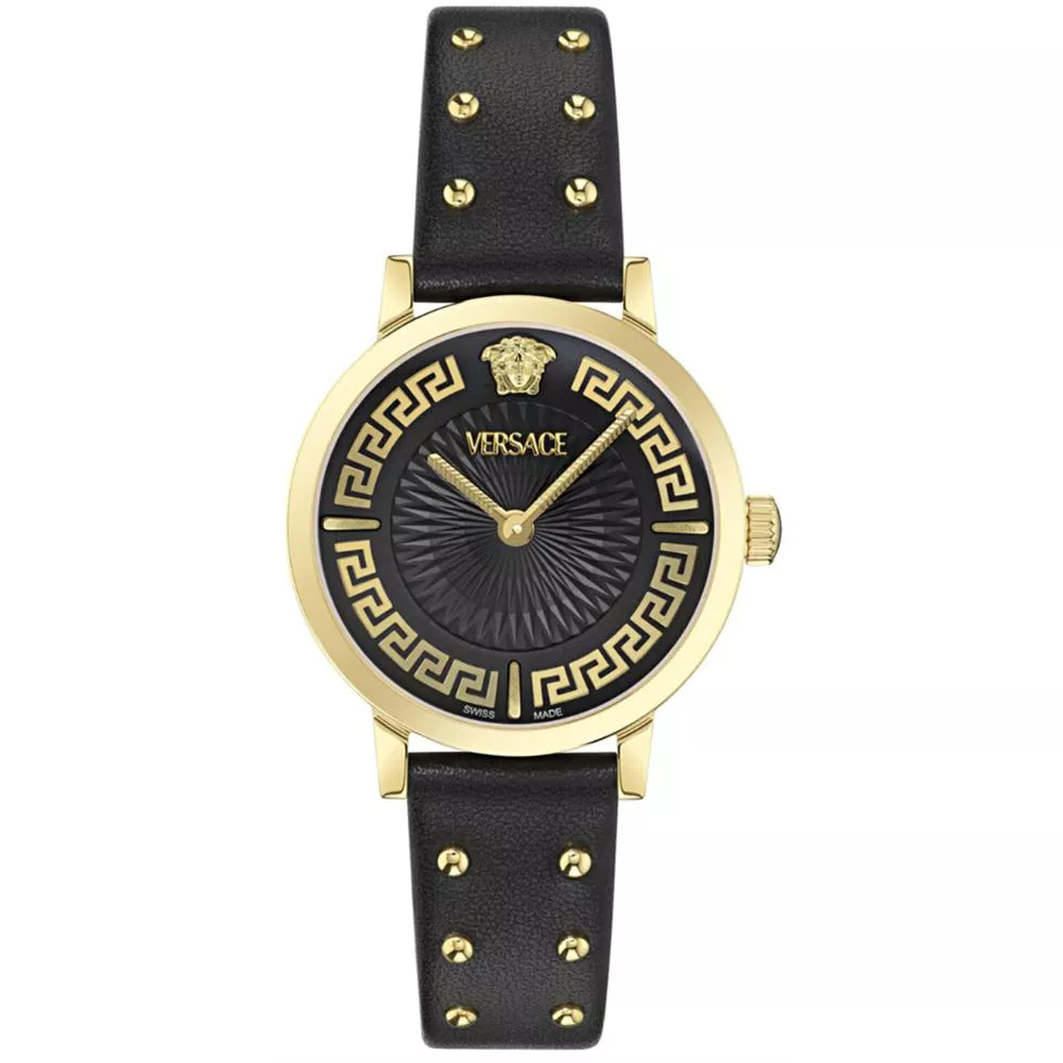 Versace Greca Fortuna Leather Black Watch 35mm