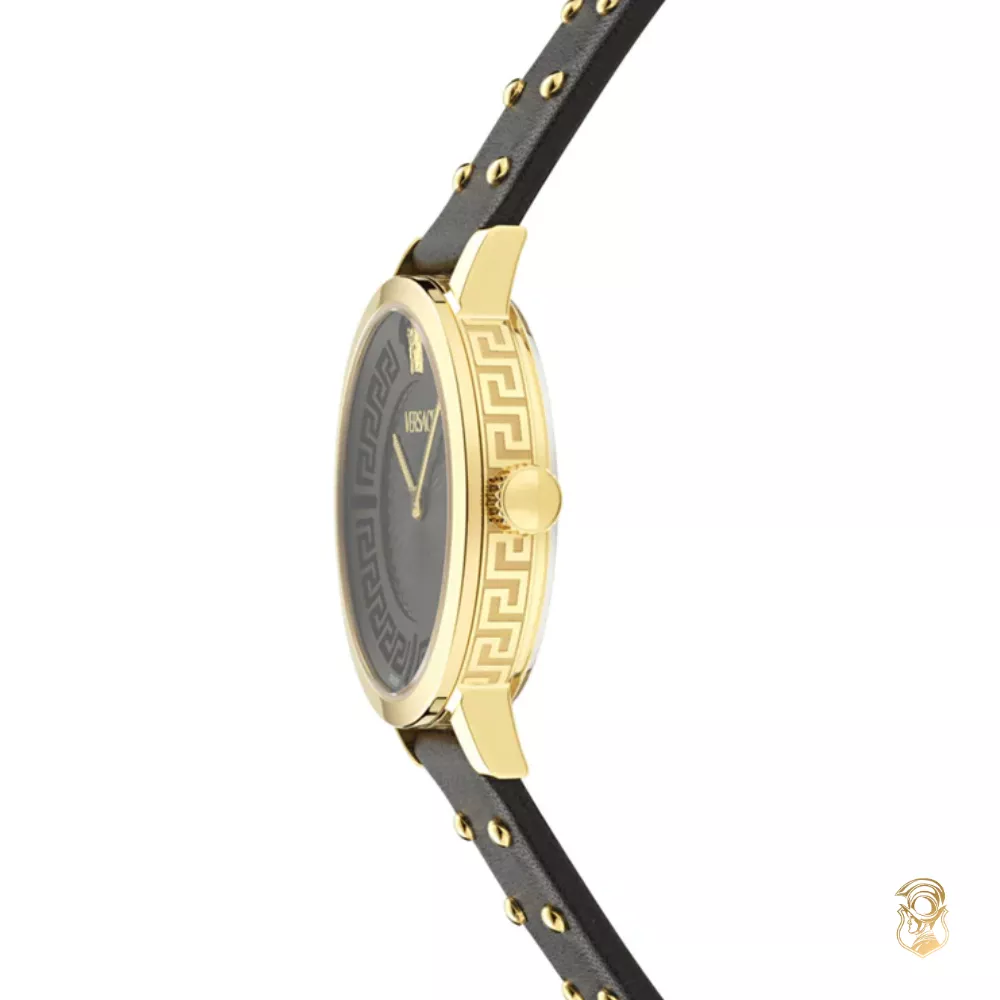 Versace Greca Fortuna Leather Black Watch 35mm