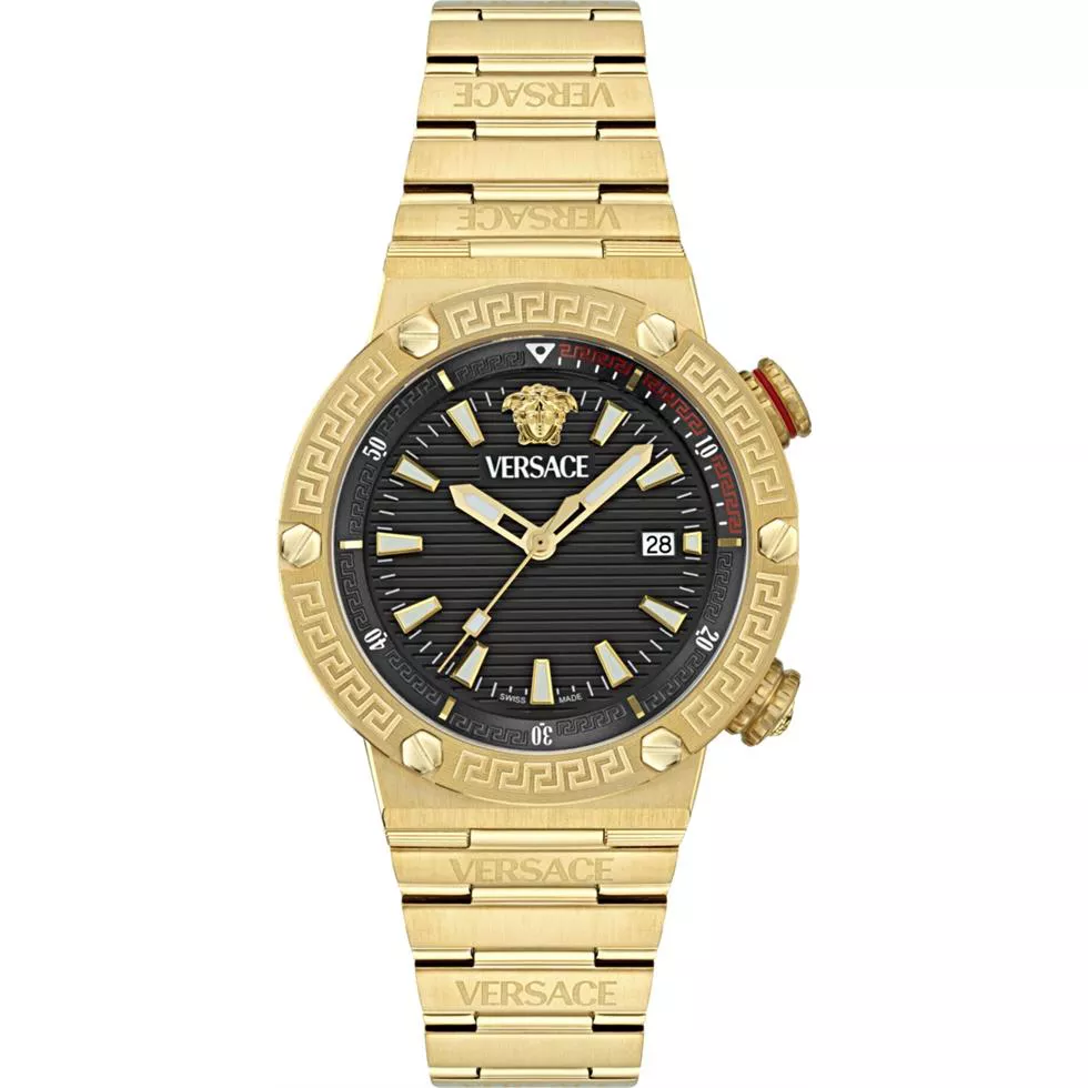 Versace Greca Logo Diver Gold Watch 43mm