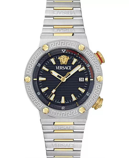 Versace Greca Logo Diver Two Tone Watch 43mm