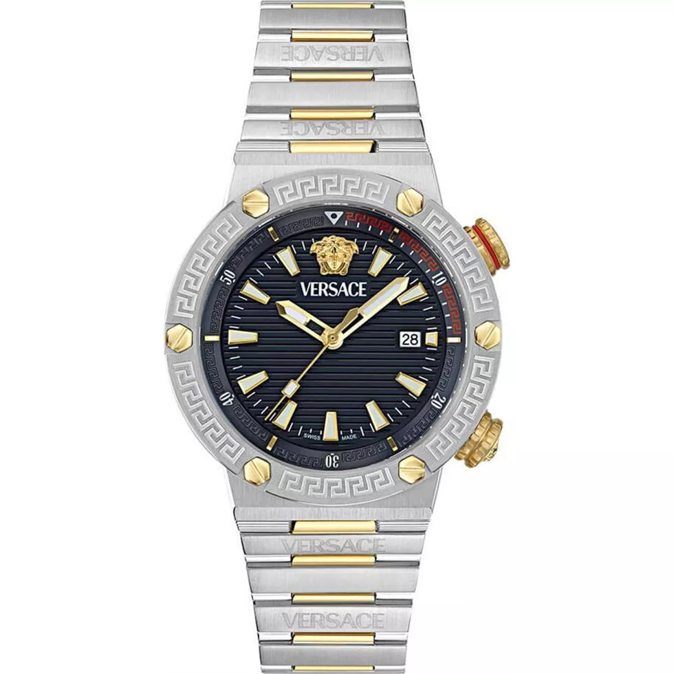 Versace Greca Logo Diver Two Tone Watch 43mm