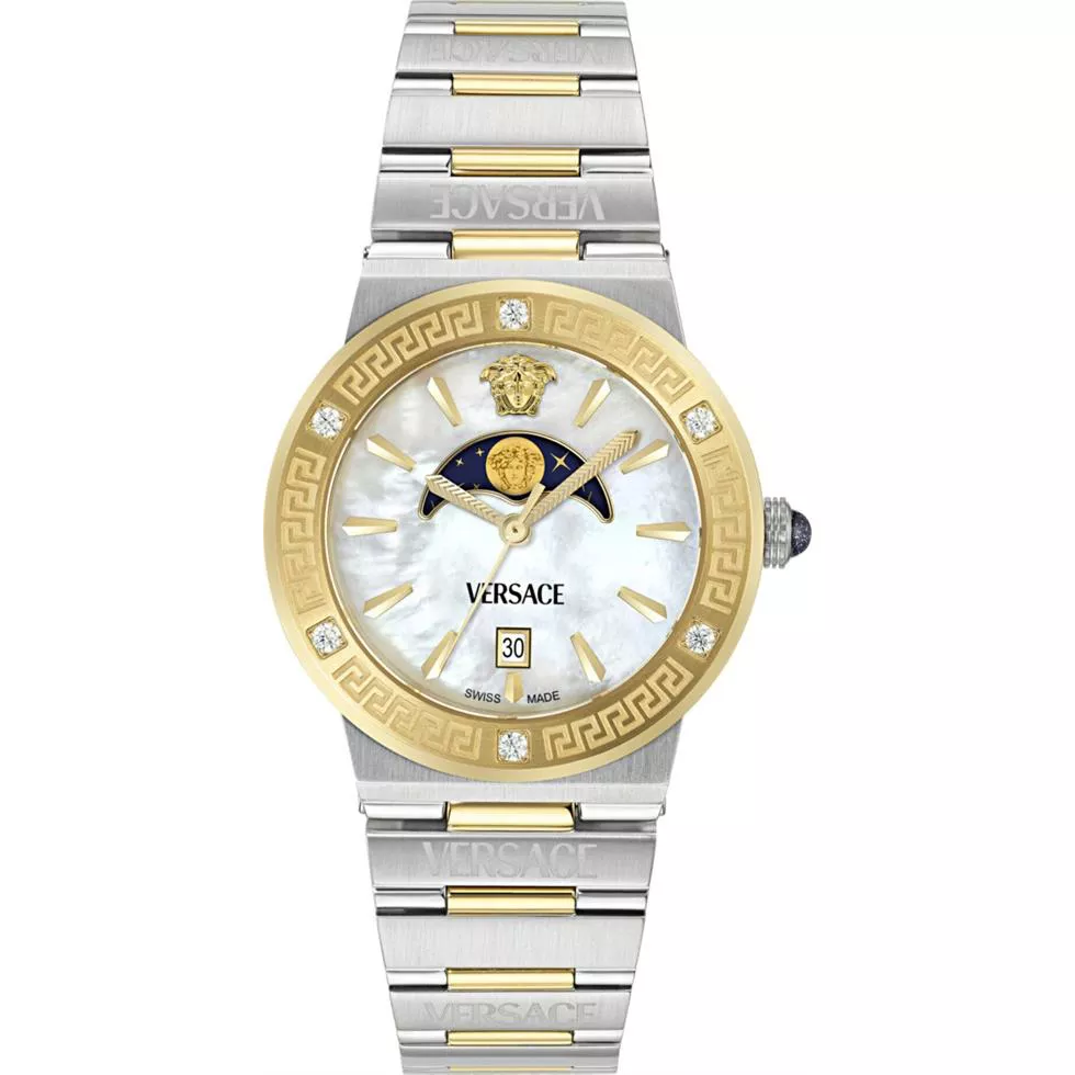 Versace Greca Logo Moonphase Diamond Watch 38mm