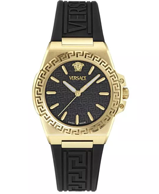 Versace Greca Reaction Silicone Black Watch 38mm