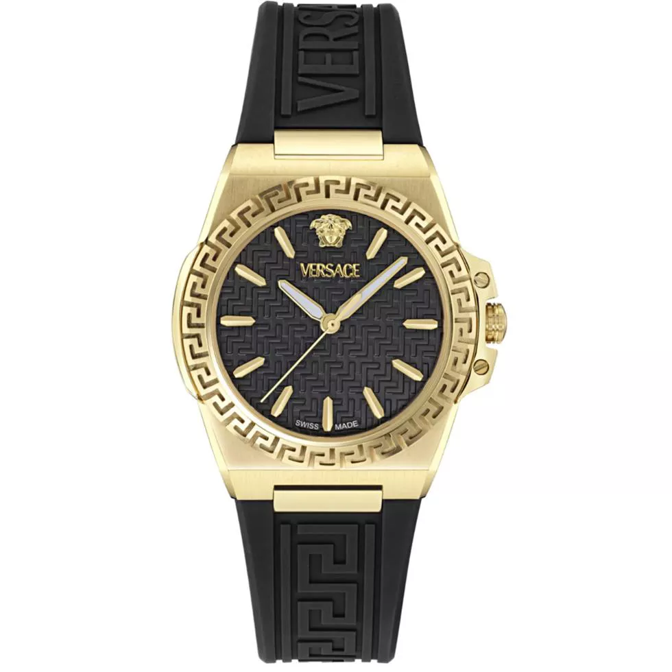 Versace Greca Reaction Silicone Black Watch 38mm