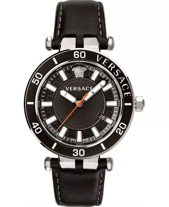 Versace Greca Sport Leather Watch 43mm
