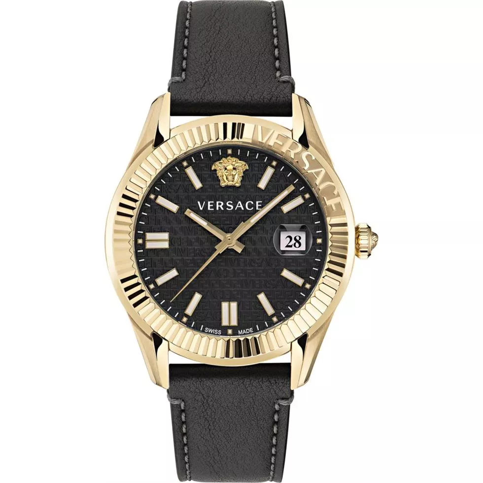 Versace Greca Time Leather Watch 41mm