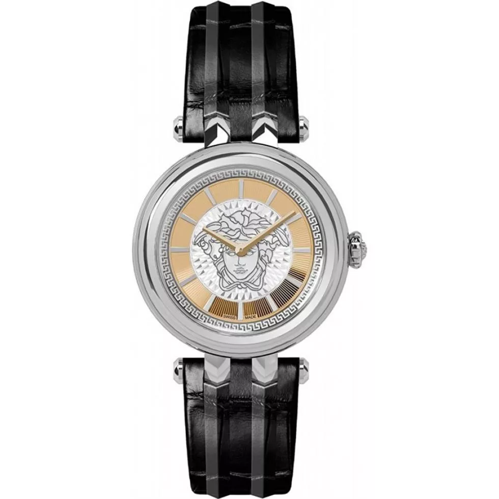 Versace KHAI Swiss Quartz Leather Watch 38mm