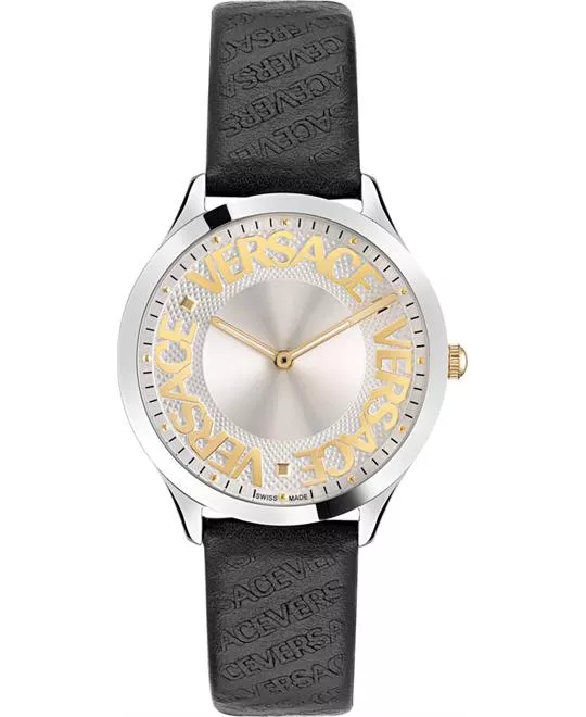 Versace Logo Halo Leather Watch 38MM
