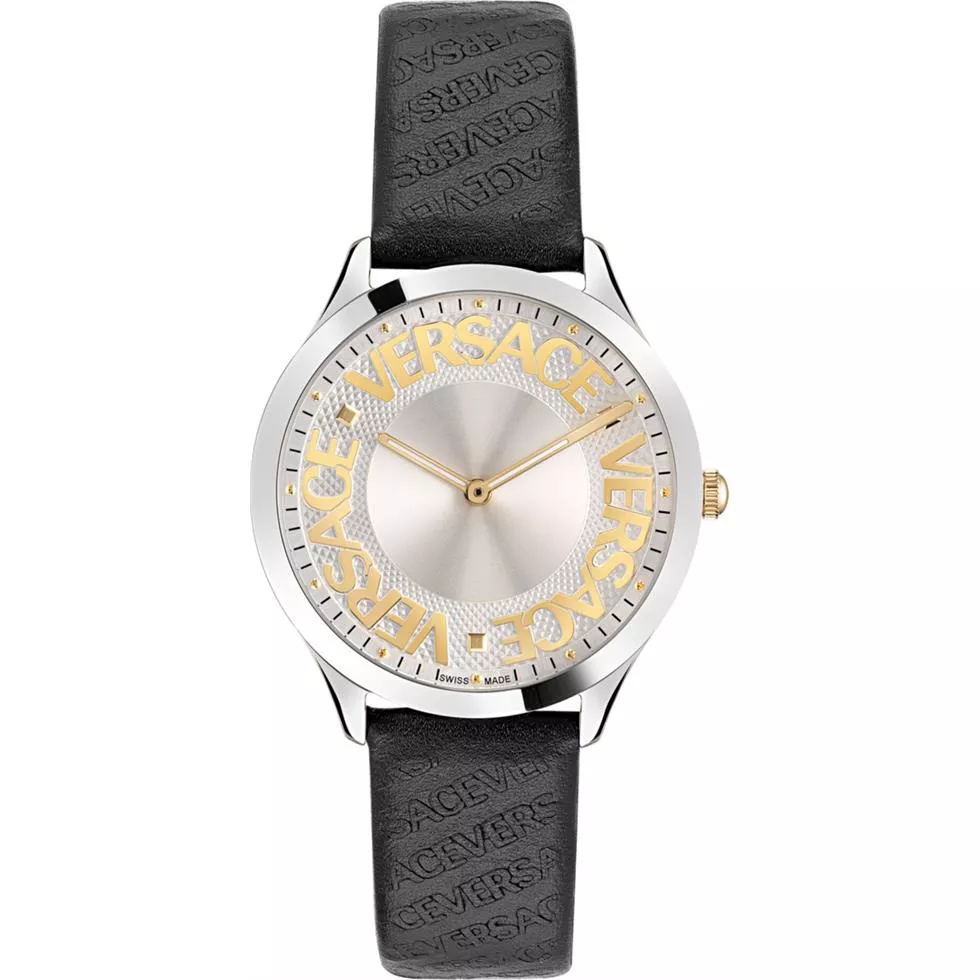 Versace Logo Halo Leather Watch 38MM