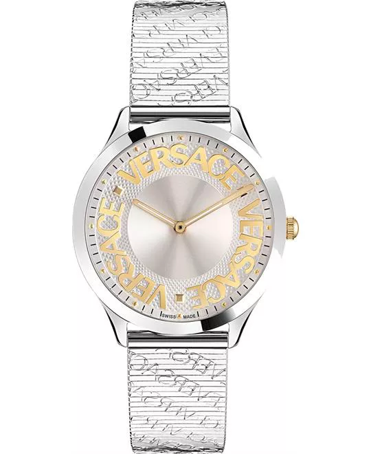 Versace Logo Halo Silver Tone Watch 38mm