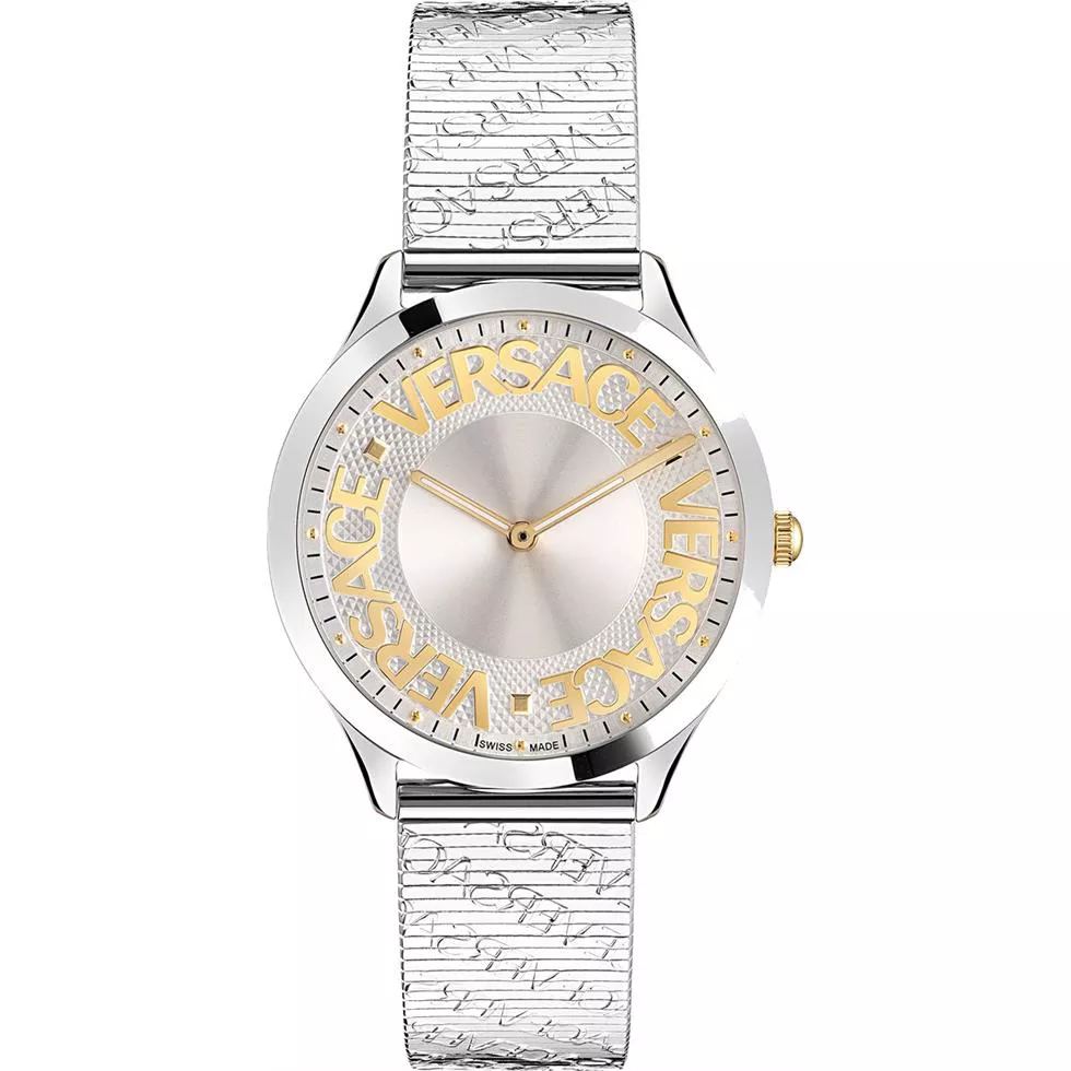 Versace Logo Halo Silver Tone Watch 38mm