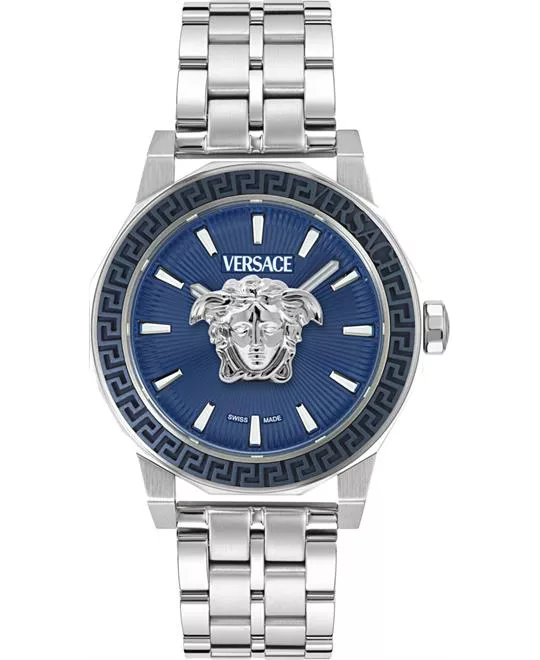 Versace Medusa Deco Silver Tone Watch 43mm