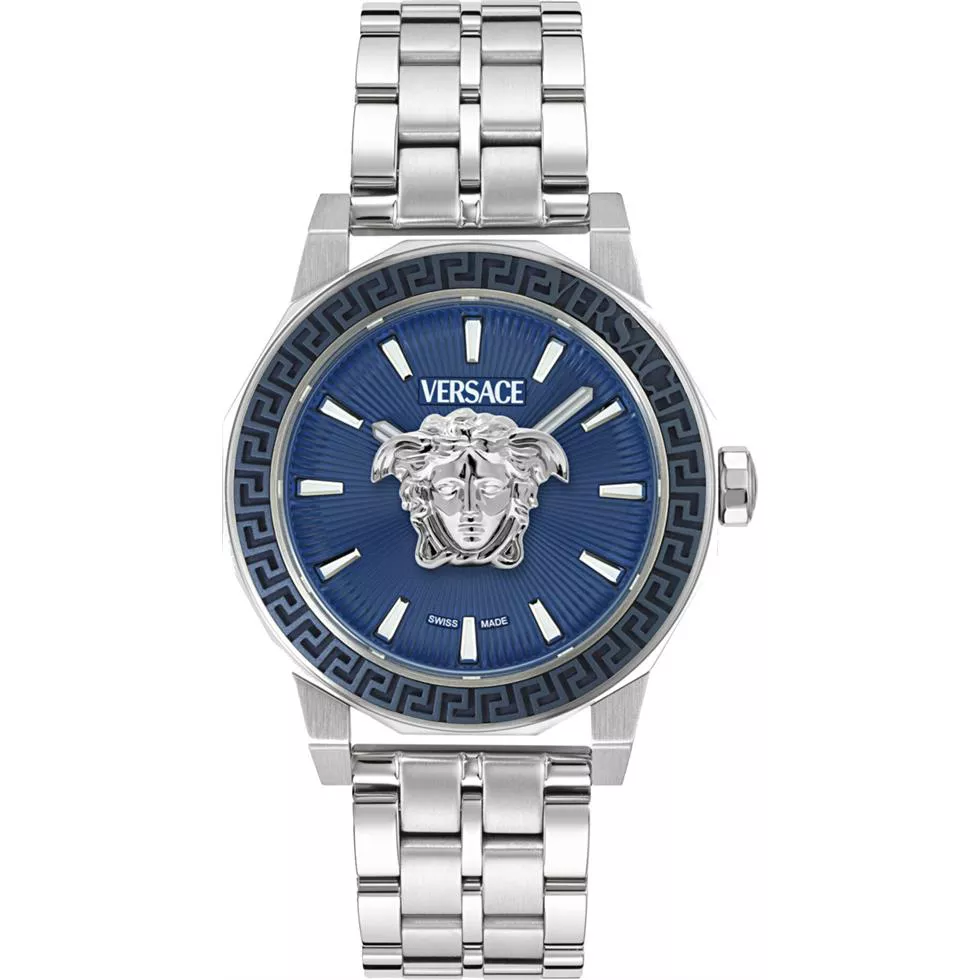 Versace Medusa Deco Silver Tone Watch 43mm