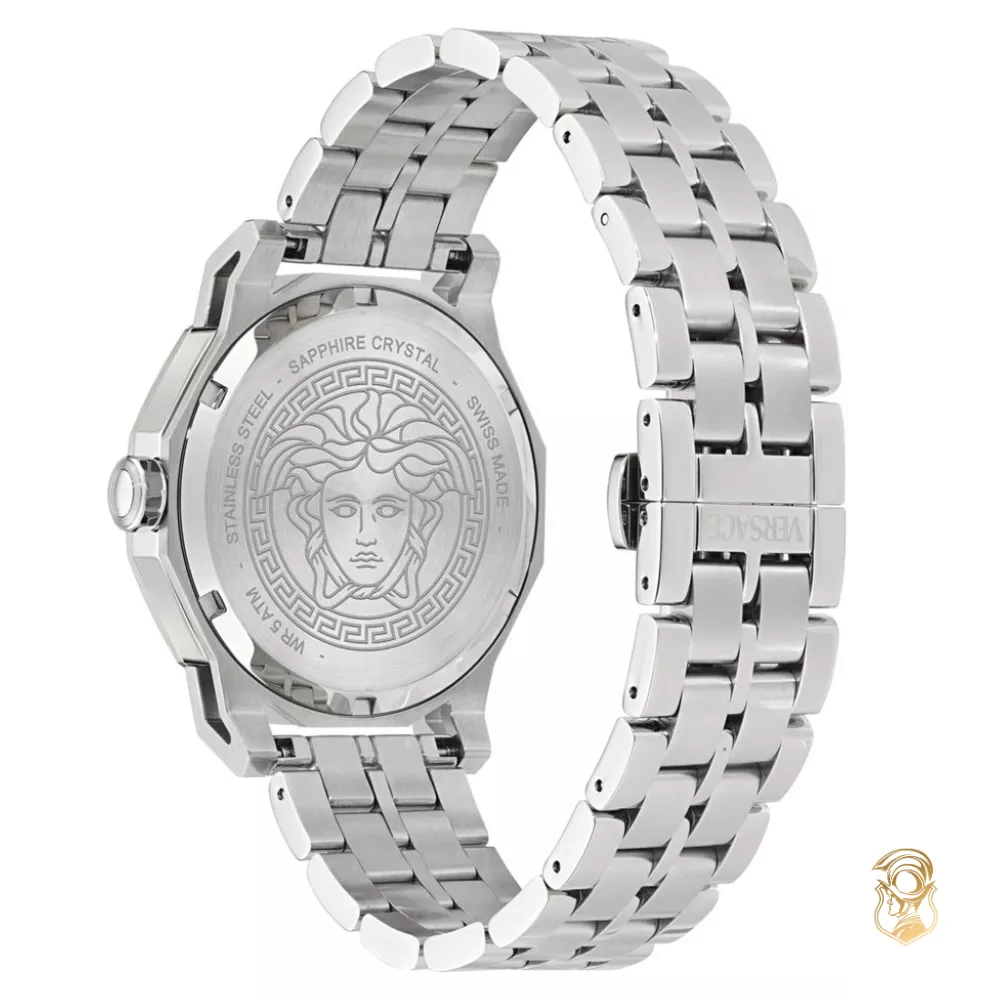 Versace Medusa Deco Silver Tone Watch 43mm