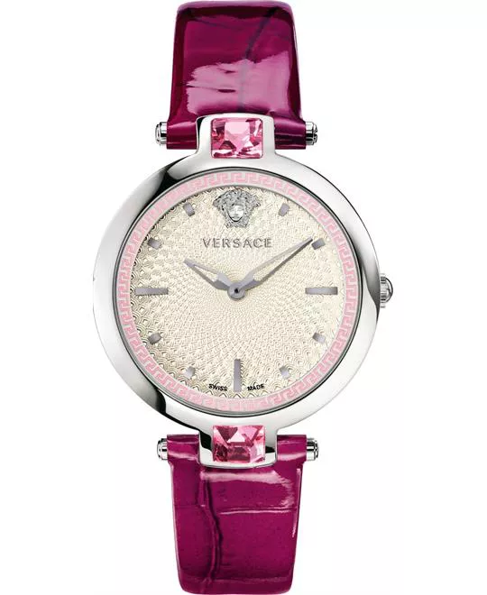 Versace Olympo Crystal Violet Crocodile Watch 37mm