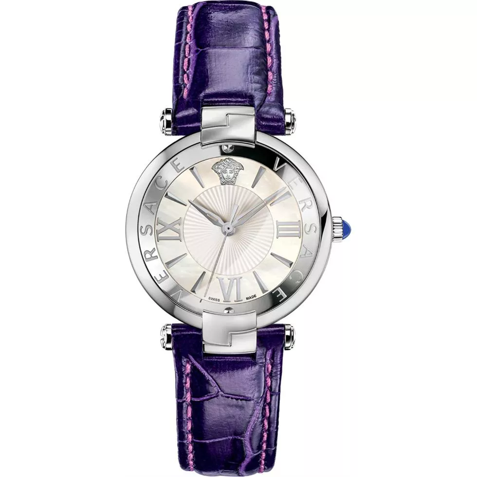 Versace Rêvive Violet Leather Watch 35mm
