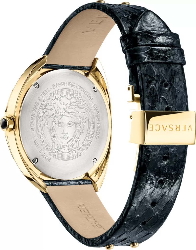 Versace Shadov Black Leather Watch 38mm