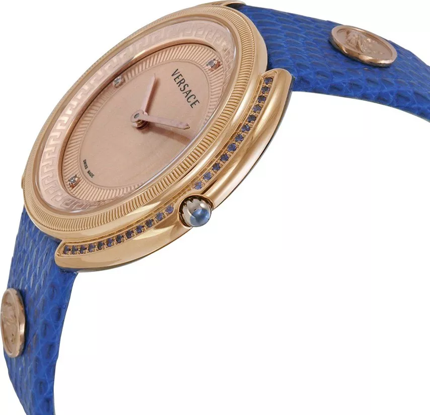 Versace Thea Diamond Gold IP Blue Watch 39mm
