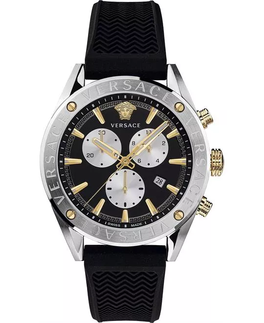 Versace V-Chrono Black Swiss Watch 44mm