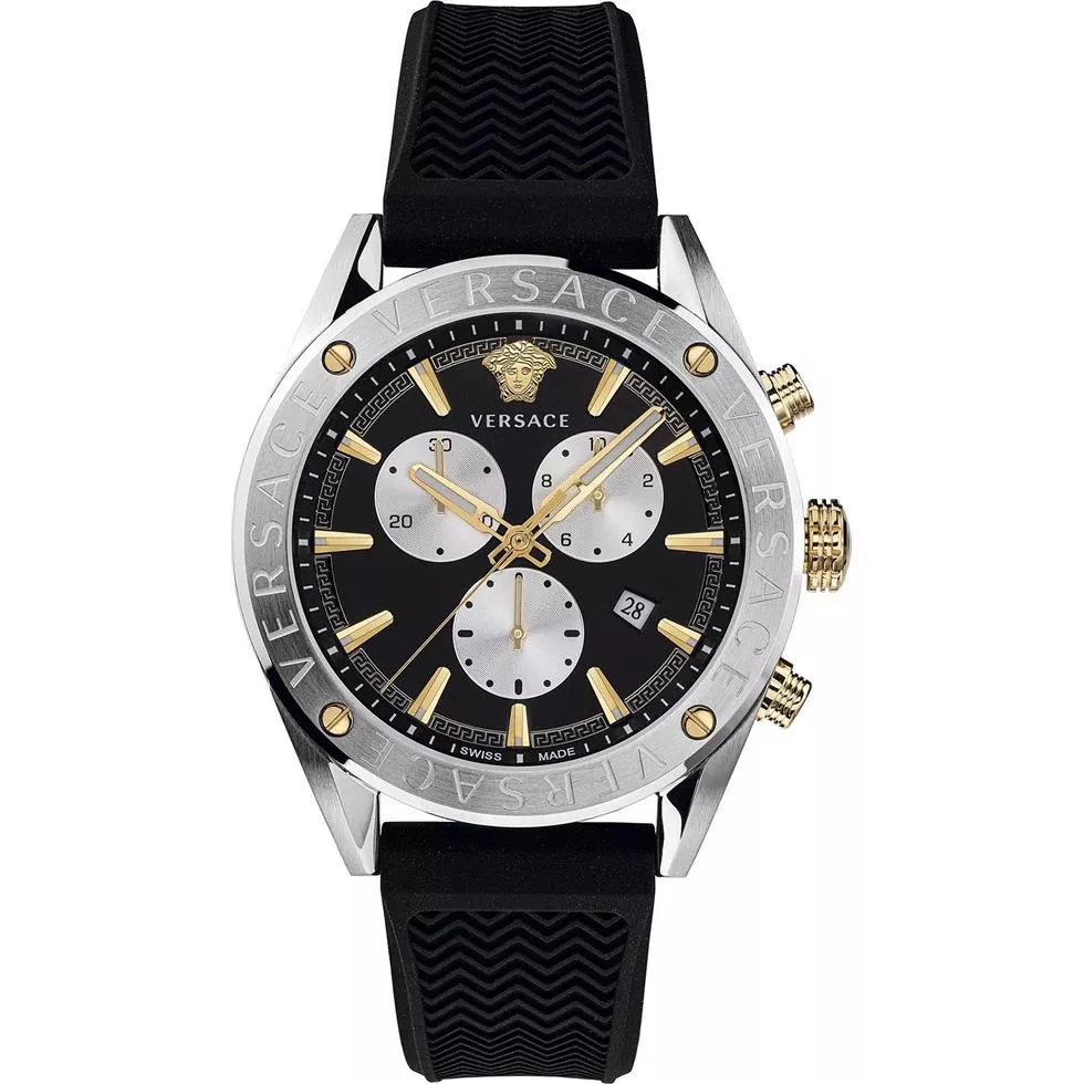 Versace V-Chrono Black Swiss Watch 44mm
