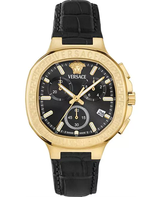 Versace V-Chrono Square Leather Watch 40mm