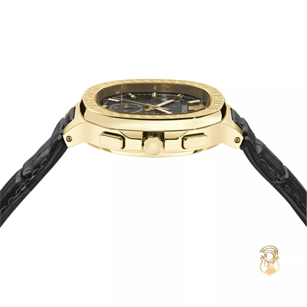 Versace V-Chrono Square Leather Watch 40mm