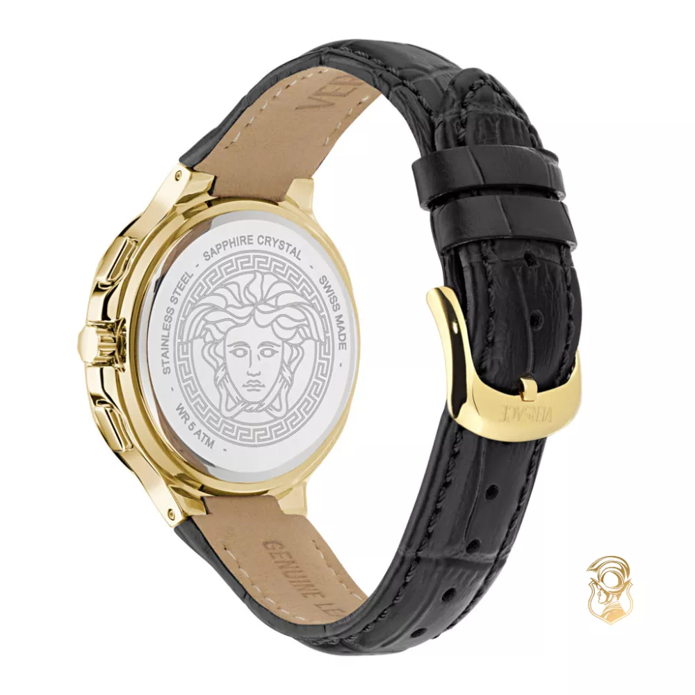 Versace V-Chrono Square Leather Watch 40mm