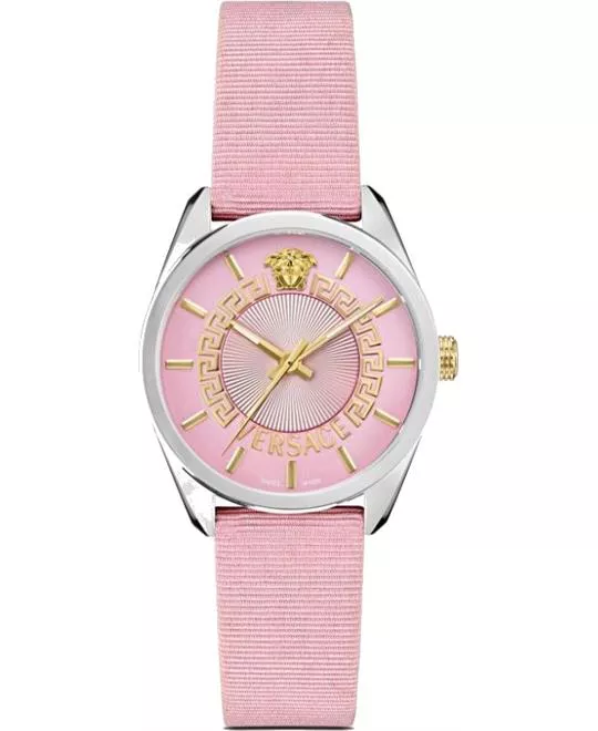 Versace V-Circle Grosgrain Pink Watch 36mm
