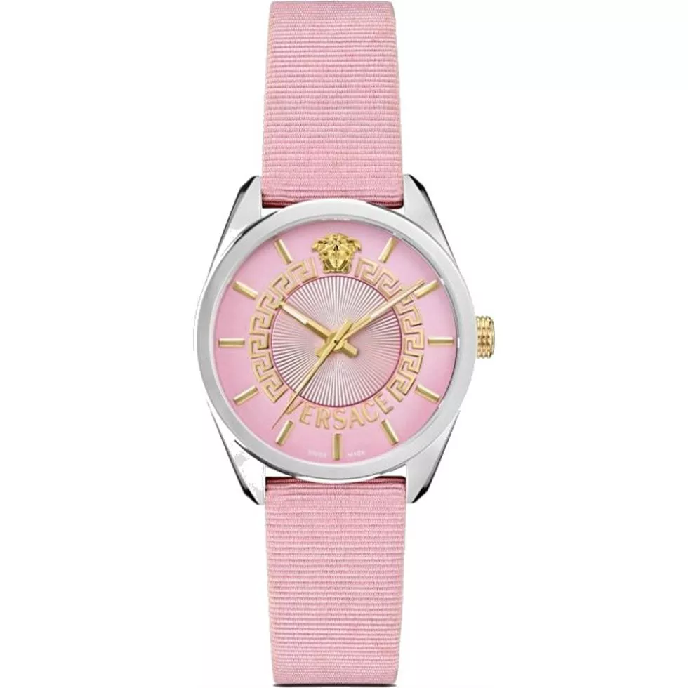 Versace V-Circle Grosgrain Pink Watch 36mm