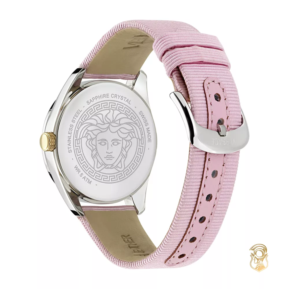 Versace V-Circle Grosgrain Pink Watch 36mm